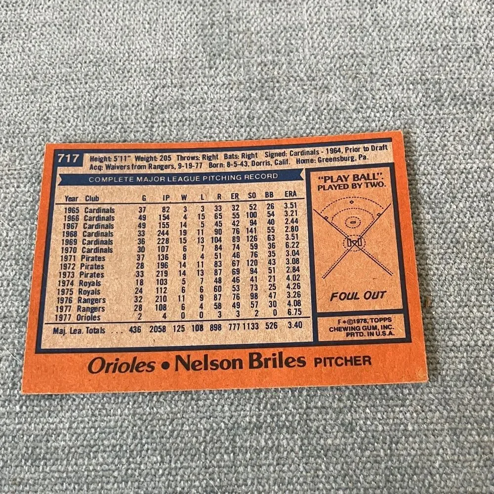 1978 Topps Baltimore Orioles Baseball Card Trading Card